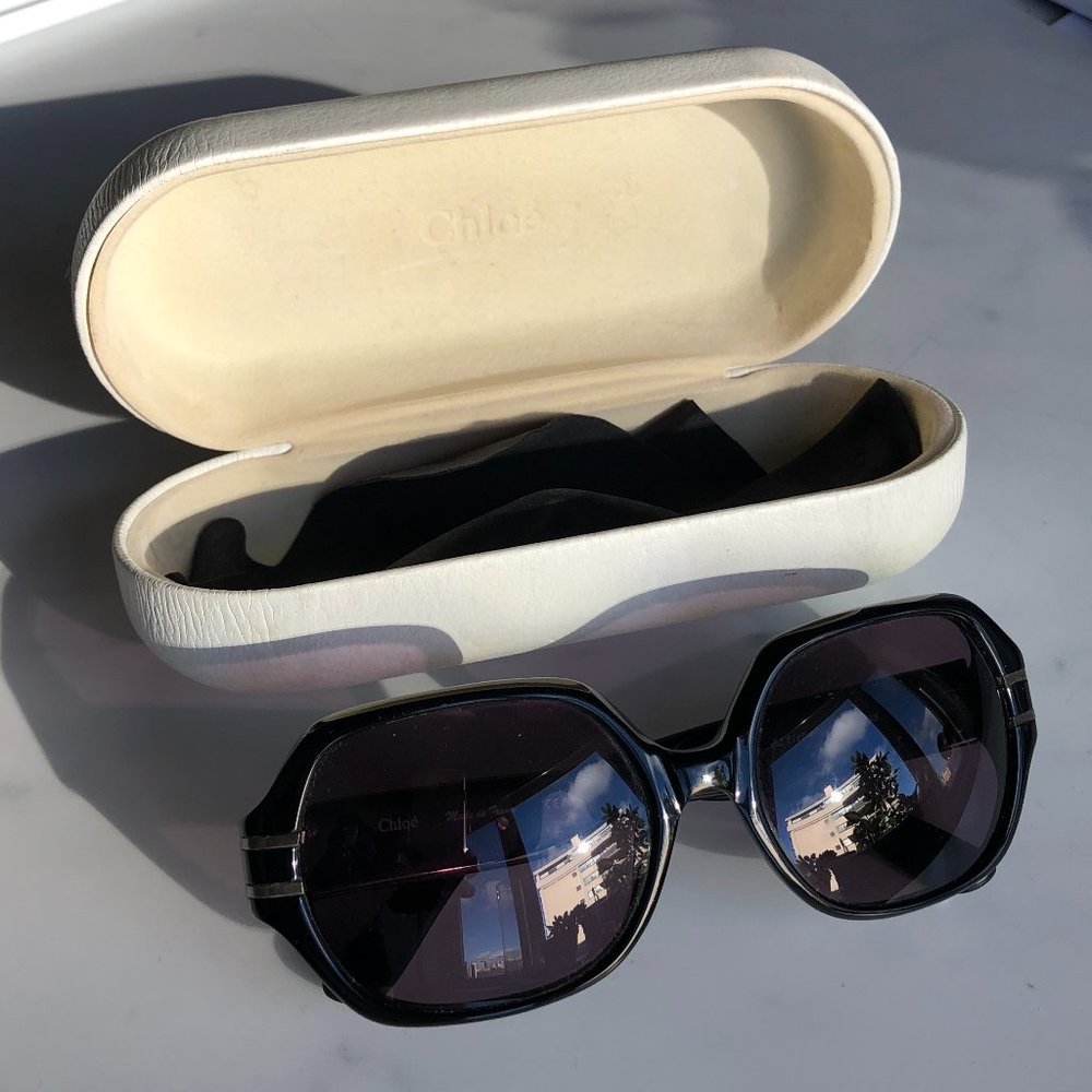 Chloe Black Oversized Geometric Sunglasses